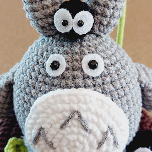 Handmade Totoro Crochet Plush Stuffed Animal Statue Display - Picture 8 of 9